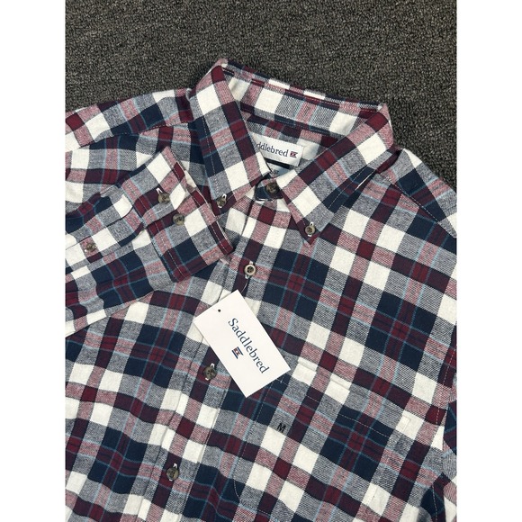 Saddlebred Other - New Saddlebred Flannel Shirt Men's Medium Red White Blue Gingham Plaid Button Up